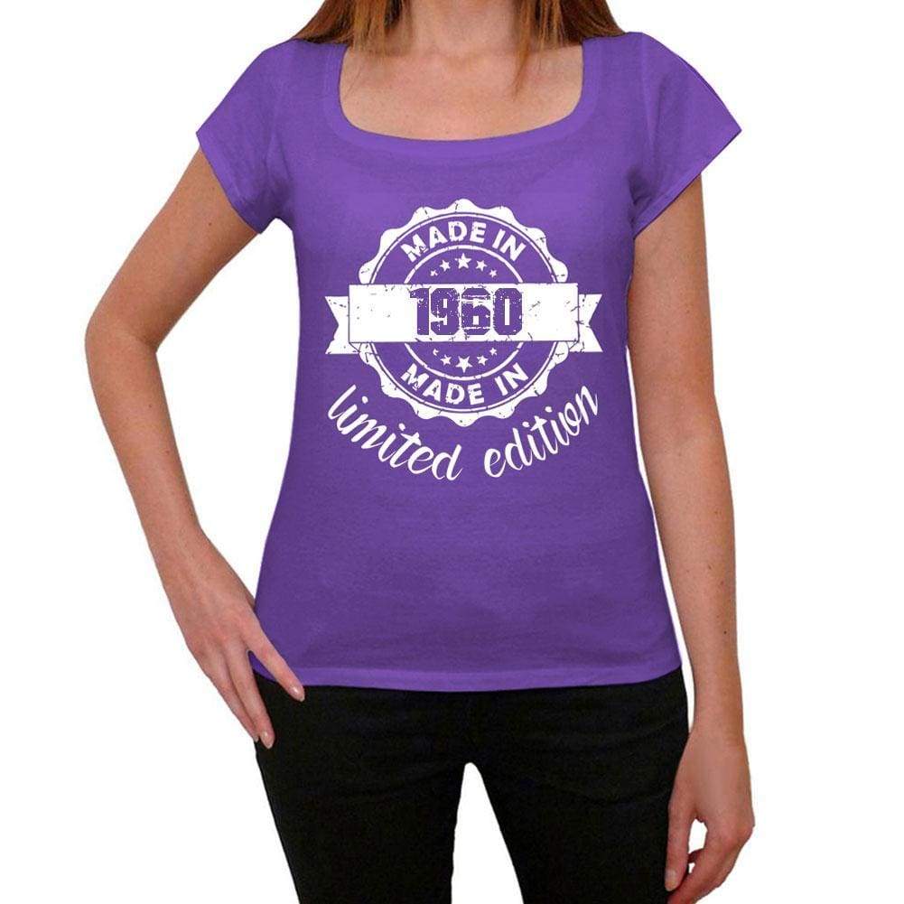 Made In 1960 Limited Edition Womens T-Shirt Purple Birthday Gift 00428 - Purple / Xs - Casual