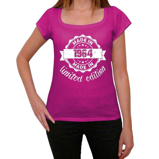 Made In 1964 Limited Edition Womens T-Shirt Pink Birthday Gift 00427 - Pink / Xs - Casual