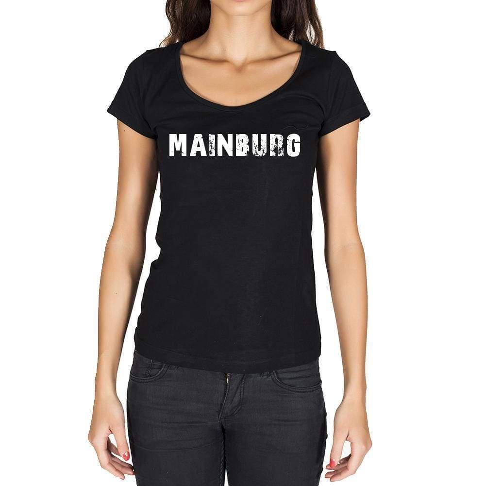 Mainburg German Cities Black Womens Short Sleeve Round Neck T-Shirt 00002 - Casual