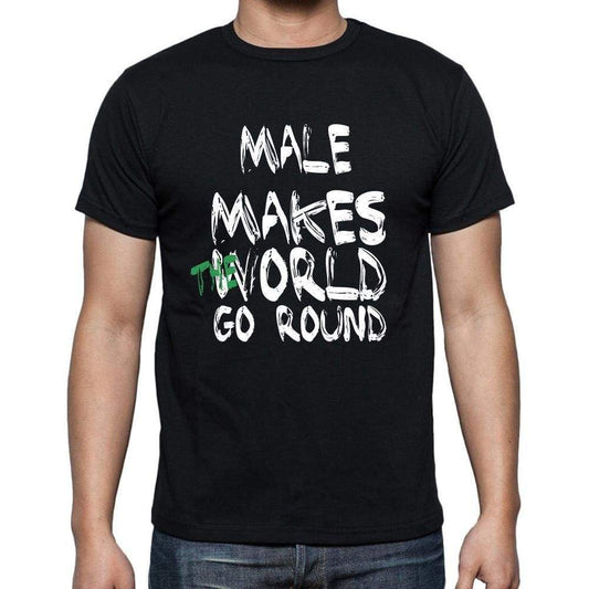Male World Goes Round Mens Short Sleeve Round Neck T-Shirt 00082 - Black / S - Casual