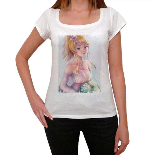 Manga Blonde Girl With Roses T-Shirt For Women T Shirt Gift 00088 - T-Shirt