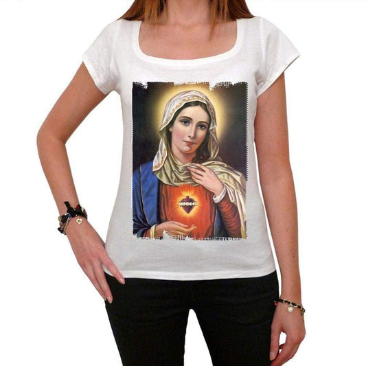 Mary Sacred Heart T-Shirt For Women Short Sleeve Cotton Tshirt Women T Shirt Gift - T-Shirt