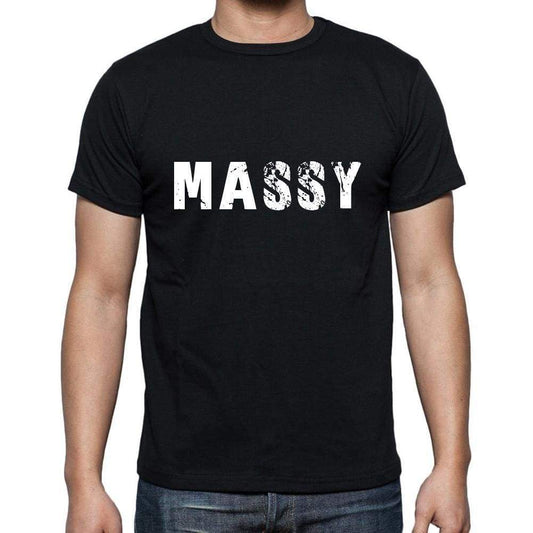 Massy Mens Short Sleeve Round Neck T-Shirt 5 Letters Black Word 00006 - Casual