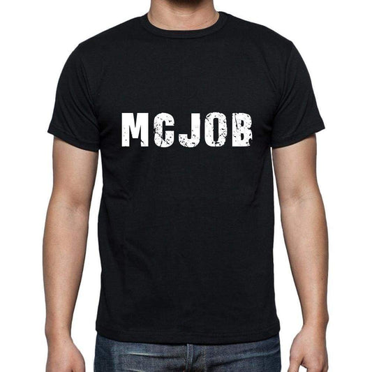Mcjob Mens Short Sleeve Round Neck T-Shirt 5 Letters Black Word 00006 - Casual
