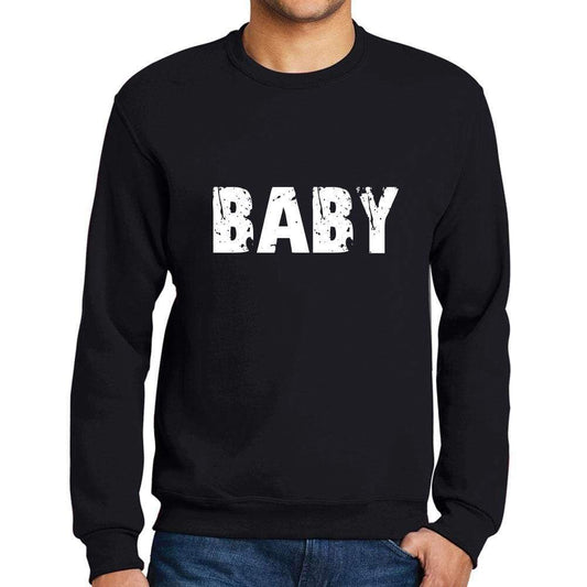 Mens Printed Graphic Sweatshirt Popular Words Baby Deep Black - Deep Black / Small / Cotton - Sweatshirts