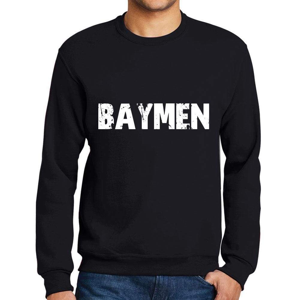 Mens Printed Graphic Sweatshirt Popular Words Baymen Deep Black - Deep Black / Small / Cotton - Sweatshirts