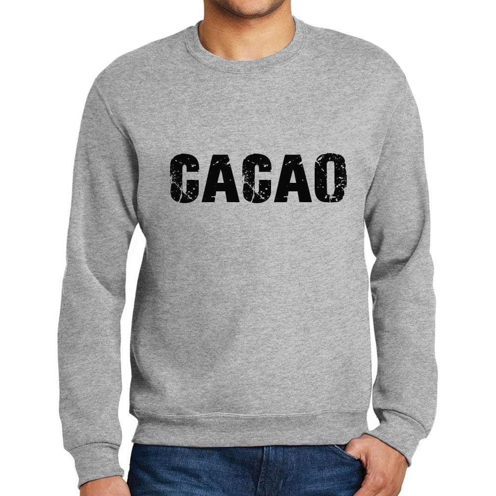 Mens Printed Graphic Sweatshirt Popular Words Cacao Grey Marl - Grey Marl / Small / Cotton - Sweatshirts