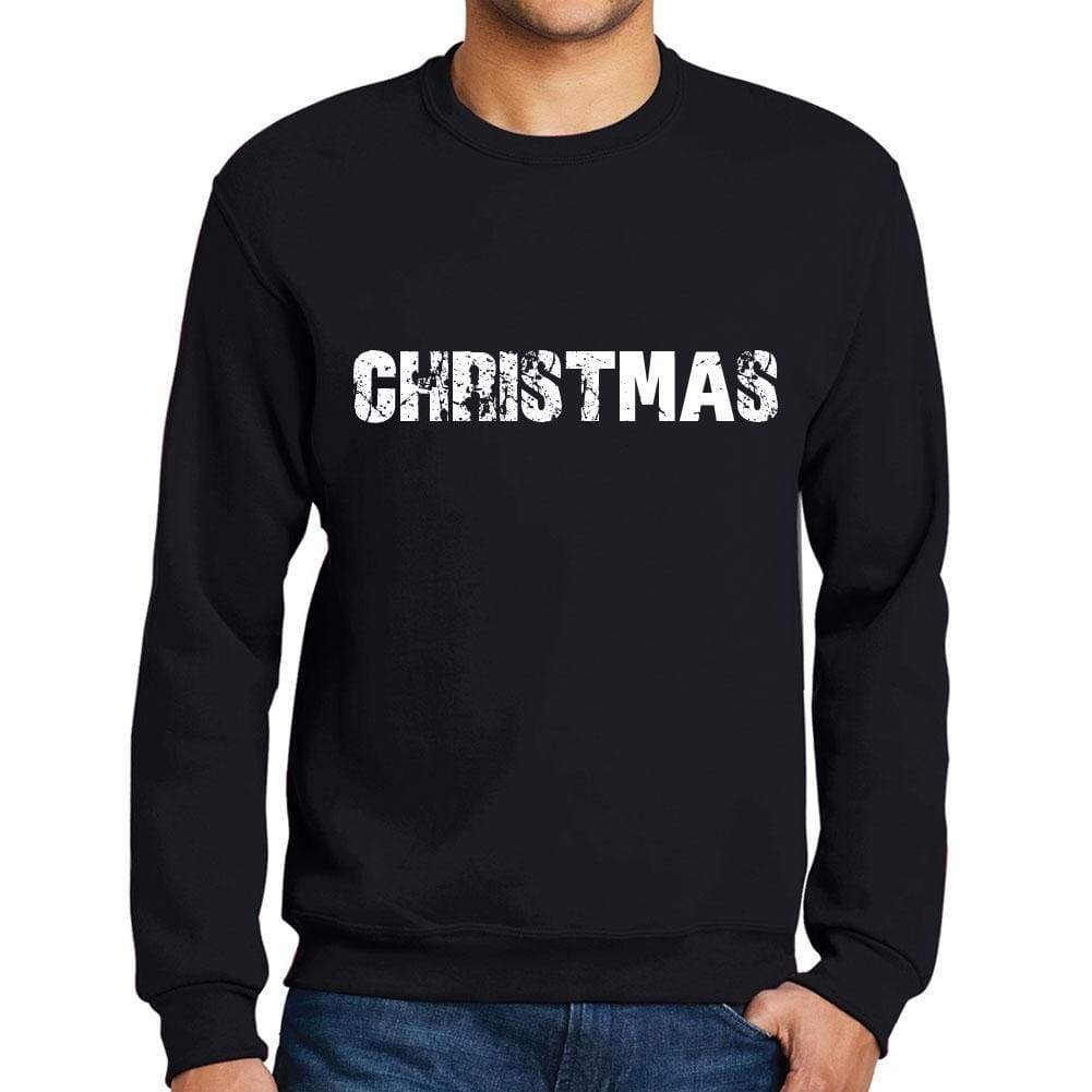 Mens Printed Graphic Sweatshirt Popular Words Christmas Deep Black - Deep Black / Small / Cotton - Sweatshirts