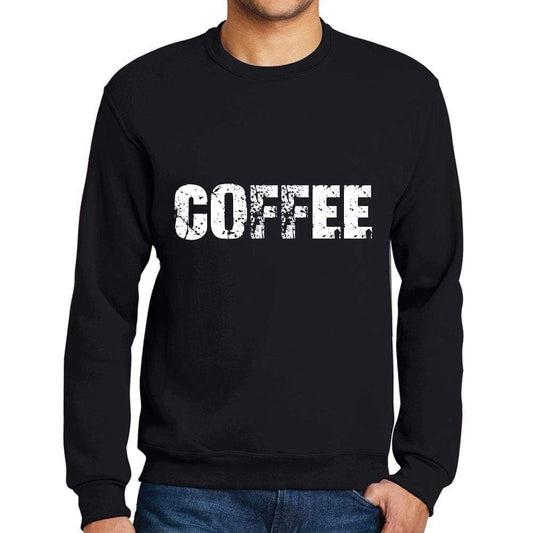 Mens Printed Graphic Sweatshirt Popular Words Coffee Deep Black - Deep Black / Small / Cotton - Sweatshirts