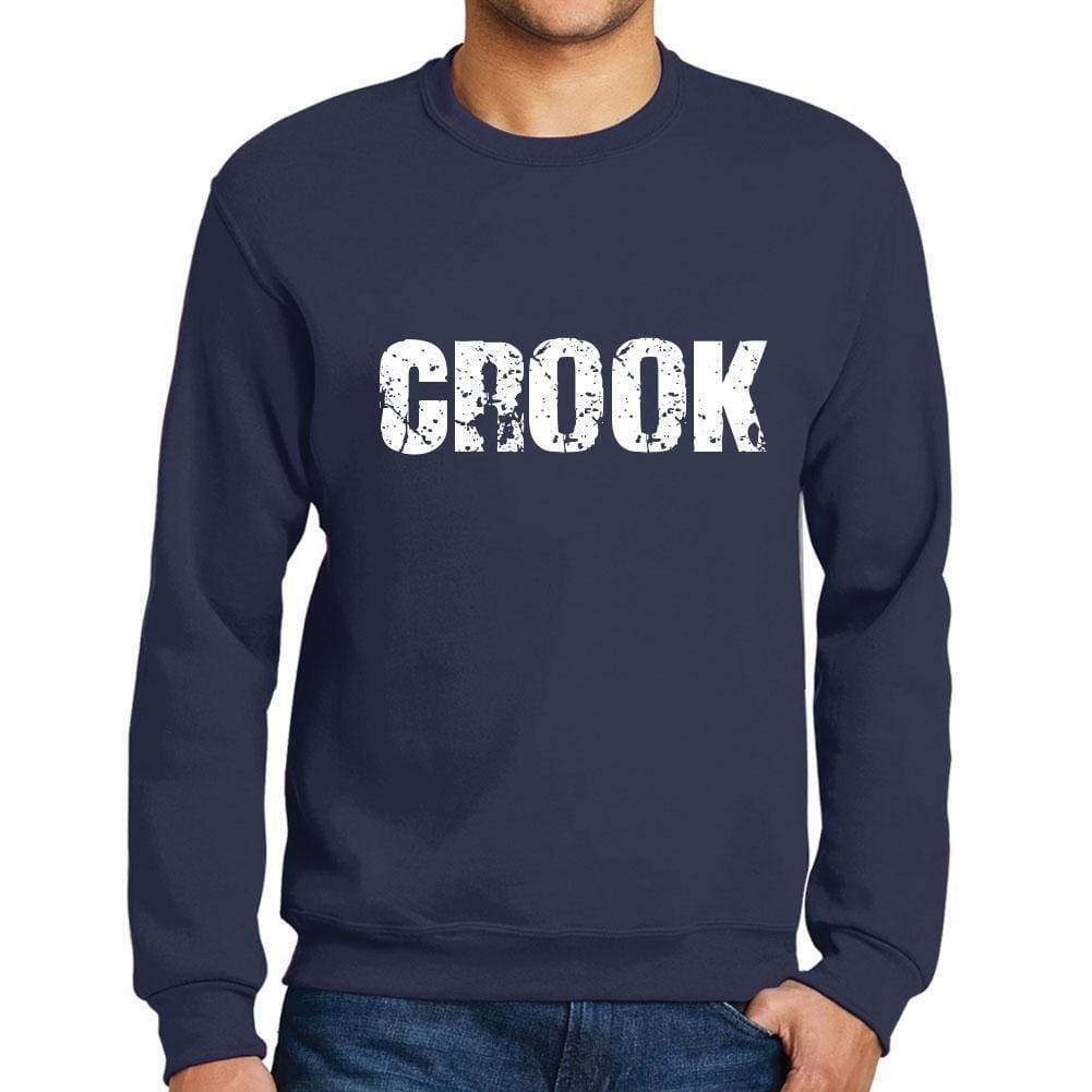 Mens Printed Graphic Sweatshirt Popular Words Crook French Navy - French Navy / Small / Cotton - Sweatshirts