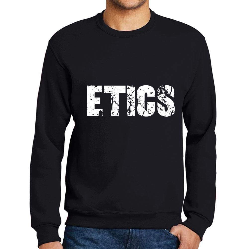 Mens Printed Graphic Sweatshirt Popular Words Etics Deep Black - Deep Black / Small / Cotton - Sweatshirts