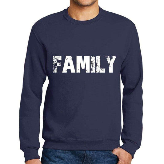 Mens Printed Graphic Sweatshirt Popular Words Family French Navy - French Navy / Small / Cotton - Sweatshirts
