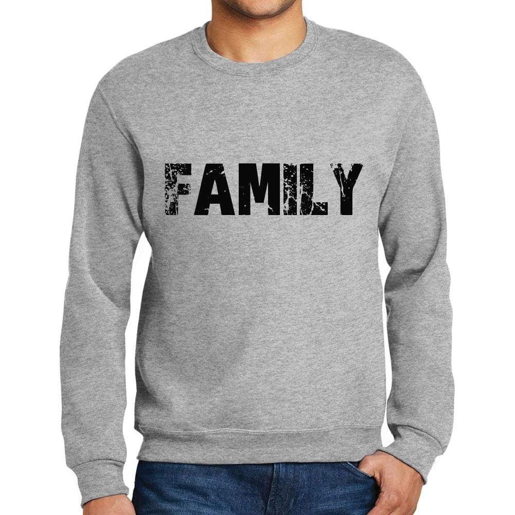 Mens Printed Graphic Sweatshirt Popular Words Family Grey Marl - Grey Marl / Small / Cotton - Sweatshirts