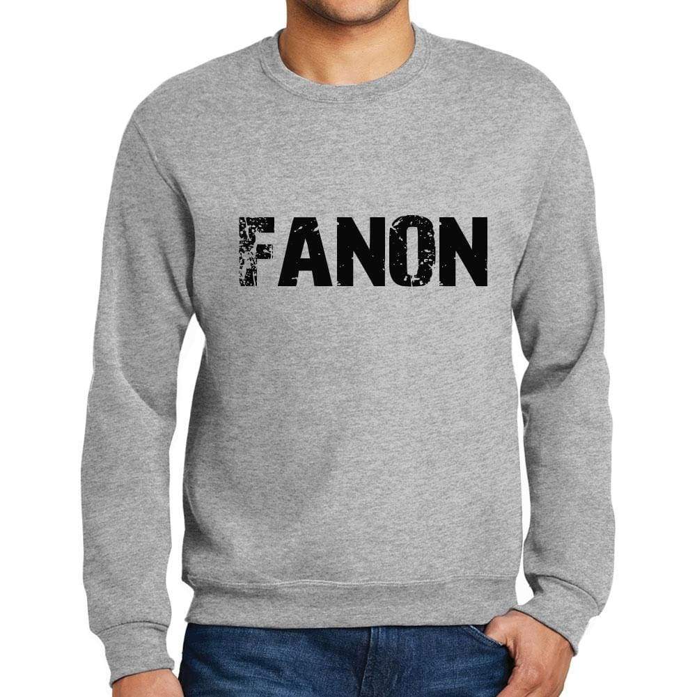 Mens Printed Graphic Sweatshirt Popular Words Fanon Grey Marl - Grey Marl / Small / Cotton - Sweatshirts