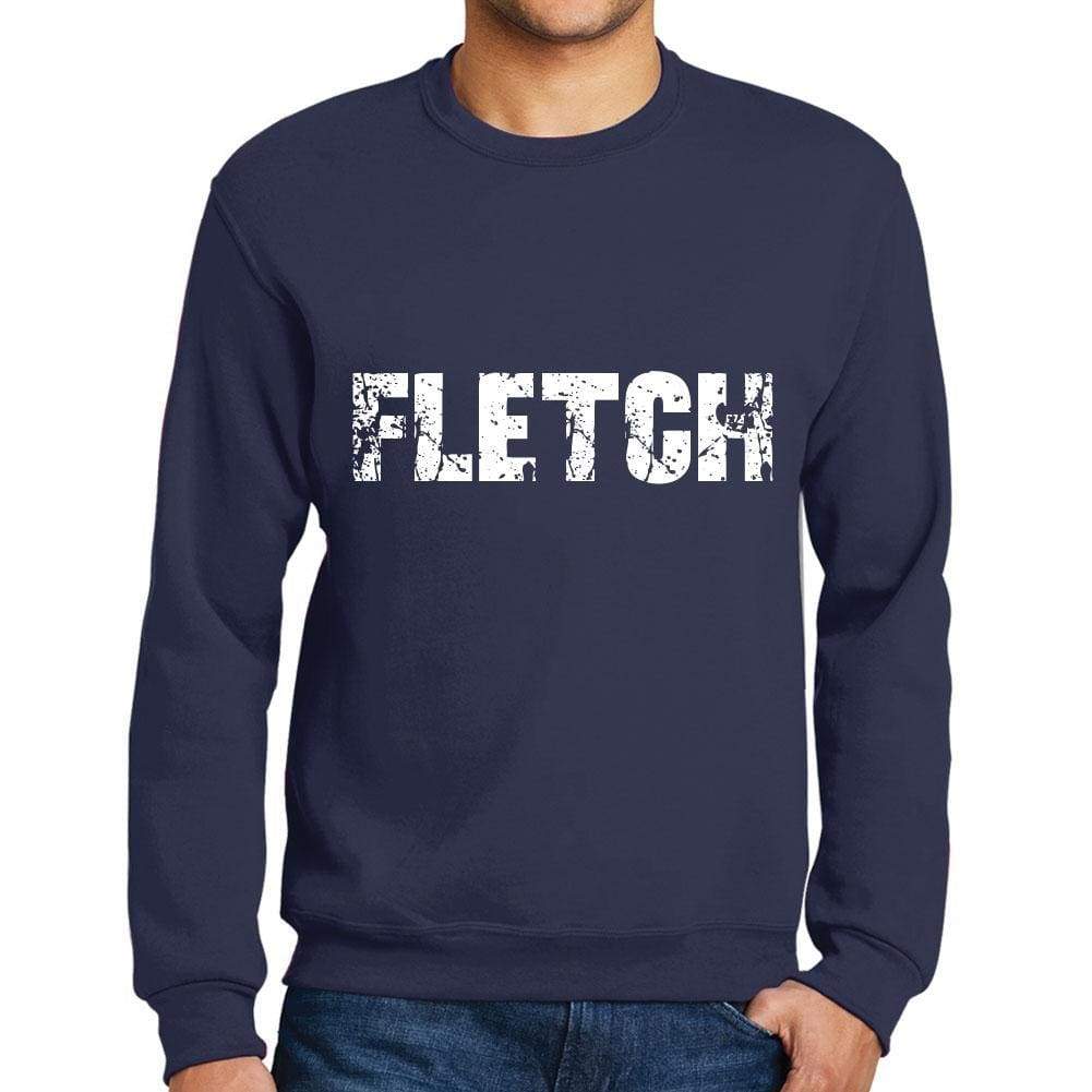 Mens Printed Graphic Sweatshirt Popular Words Fletch French Navy - French Navy / Small / Cotton - Sweatshirts