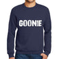 Mens Printed Graphic Sweatshirt Popular Words Goonie French Navy - French Navy / Small / Cotton - Sweatshirts