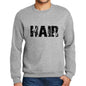 Mens Printed Graphic Sweatshirt Popular Words Hair Grey Marl - Grey Marl / Small / Cotton - Sweatshirts