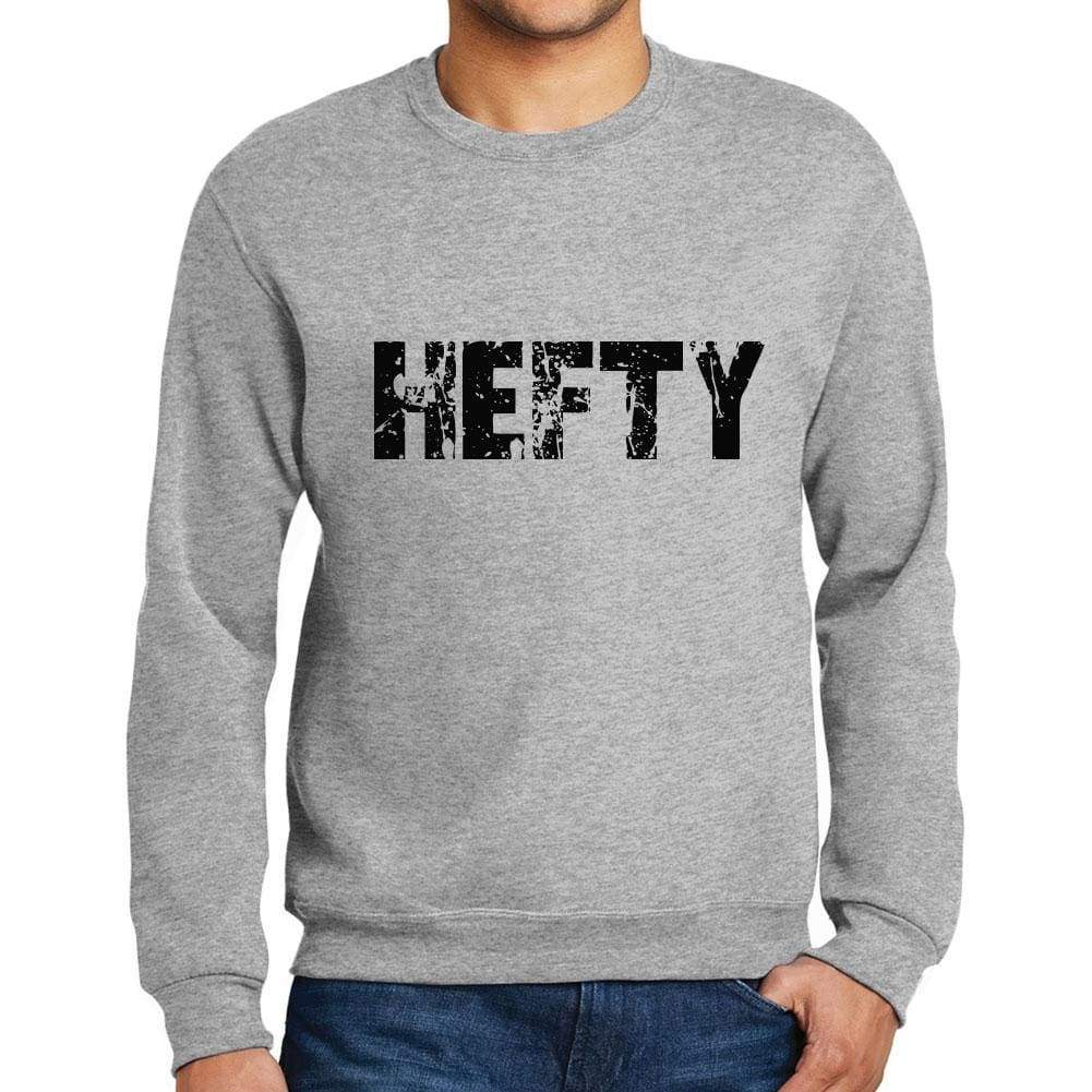 Mens Printed Graphic Sweatshirt Popular Words Hefty Grey Marl - Grey Marl / Small / Cotton - Sweatshirts
