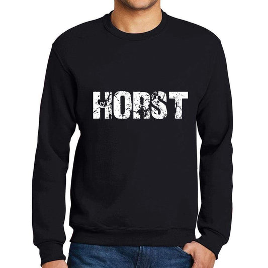 Mens Printed Graphic Sweatshirt Popular Words Horst Deep Black - Deep Black / Small / Cotton - Sweatshirts