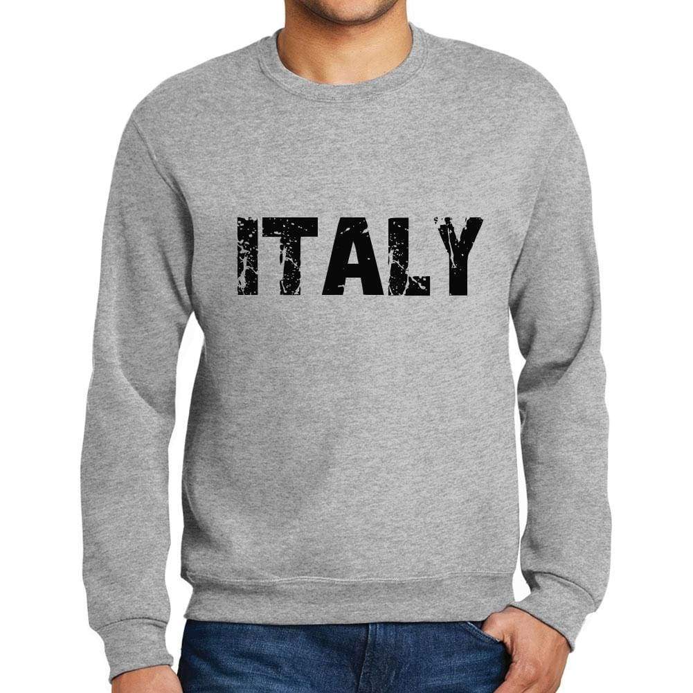 Mens Printed Graphic Sweatshirt Popular Words Italy Grey Marl - Grey Marl / Small / Cotton - Sweatshirts