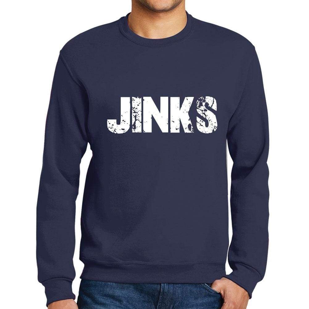 Mens Printed Graphic Sweatshirt Popular Words Jinks French Navy - French Navy / Small / Cotton - Sweatshirts