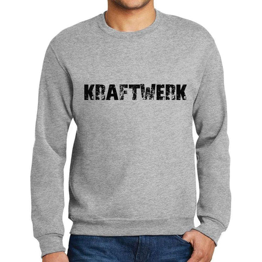 Mens Printed Graphic Sweatshirt Popular Words Kraftwerk Grey Marl - Grey Marl / Small / Cotton - Sweatshirts
