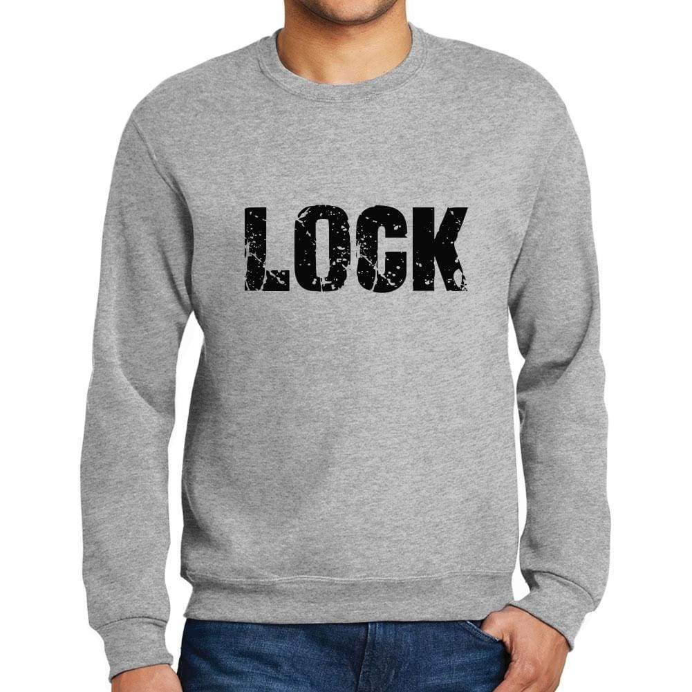 Mens Printed Graphic Sweatshirt Popular Words Lock Grey Marl - Grey Marl / Small / Cotton - Sweatshirts