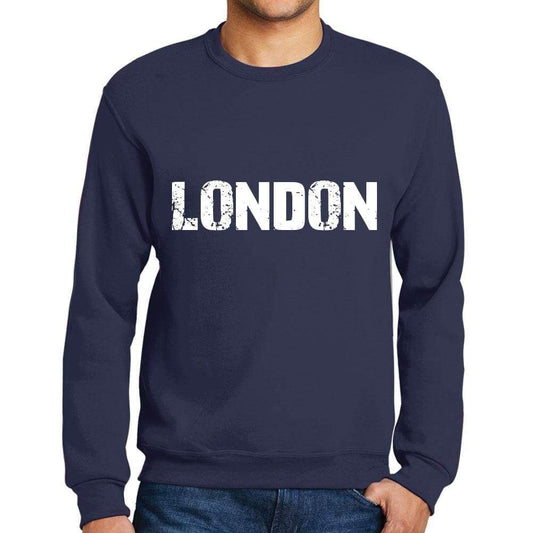 Mens Printed Graphic Sweatshirt Popular Words London French Navy - French Navy / Small / Cotton - Sweatshirts