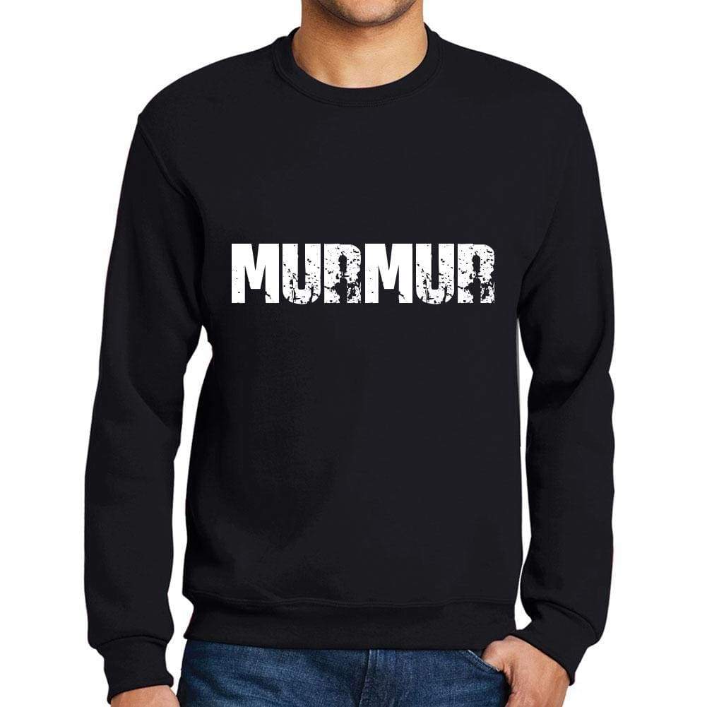 Mens Printed Graphic Sweatshirt Popular Words Murmur Deep Black - Deep Black / Small / Cotton - Sweatshirts