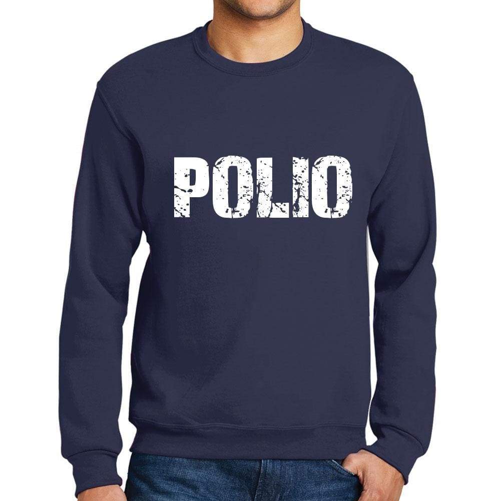 Mens Printed Graphic Sweatshirt Popular Words Polio French Navy - French Navy / Small / Cotton - Sweatshirts
