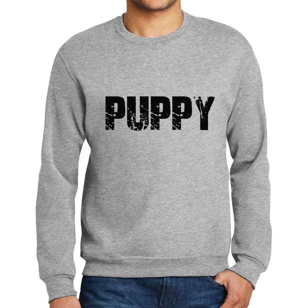 Mens Printed Graphic Sweatshirt Popular Words Puppy Grey Marl - Grey Marl / Small / Cotton - Sweatshirts
