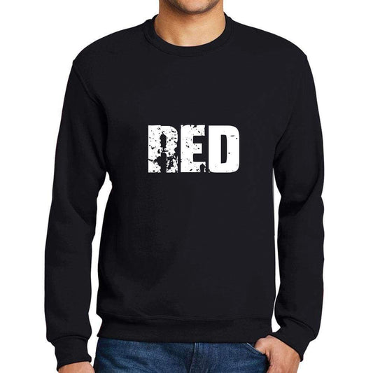 Mens Printed Graphic Sweatshirt Popular Words Red Deep Black - Deep Black / Small / Cotton - Sweatshirts