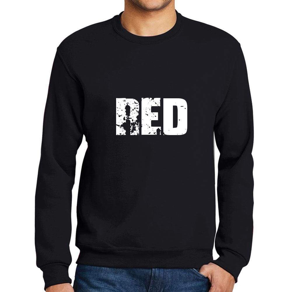 Mens Printed Graphic Sweatshirt Popular Words Red Deep Black - Deep Black / Small / Cotton - Sweatshirts