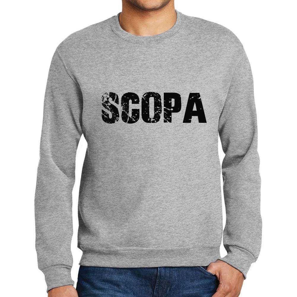 Mens Printed Graphic Sweatshirt Popular Words Scopa Grey Marl - Grey Marl / Small / Cotton - Sweatshirts