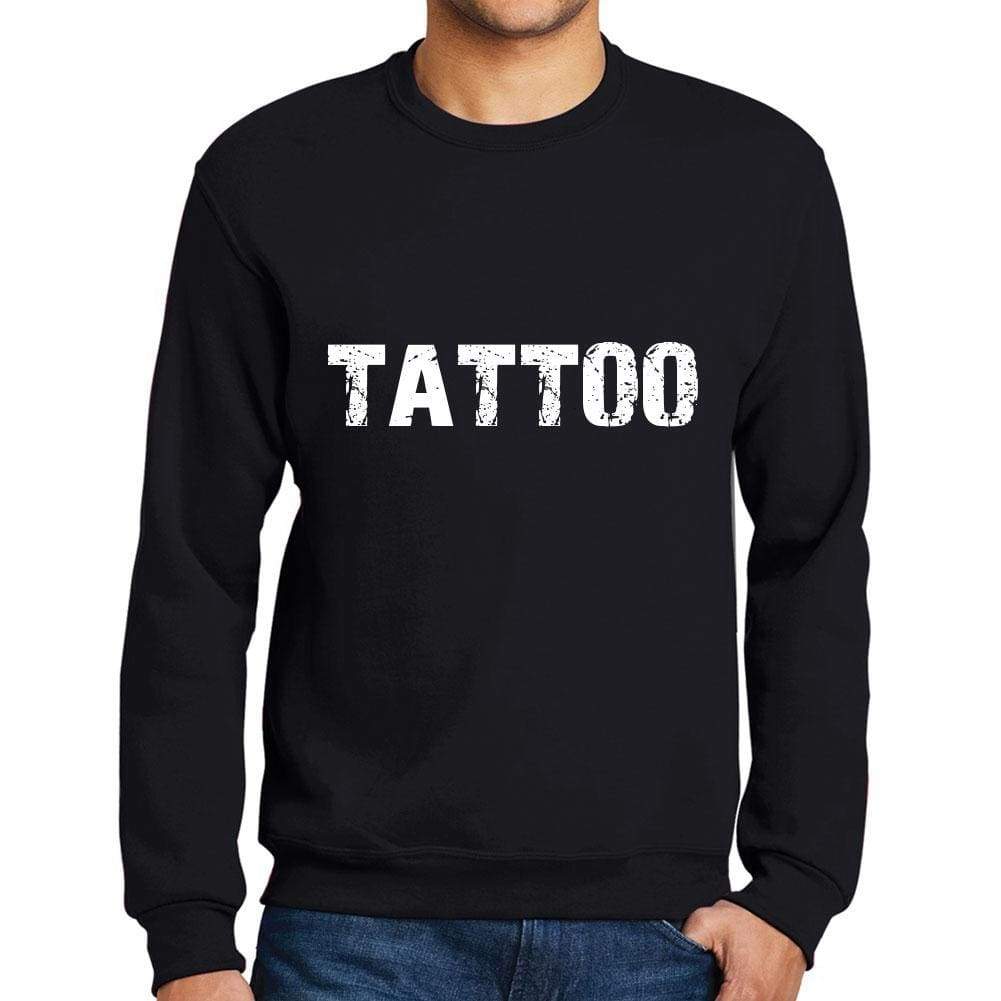 Mens Printed Graphic Sweatshirt Popular Words Tattoo Deep Black - Deep Black / Small / Cotton - Sweatshirts