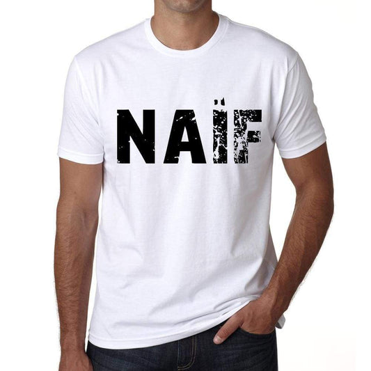 Mens Tee Shirt Vintage T Shirt Naôf X-Small White 00560 - White / Xs - Casual