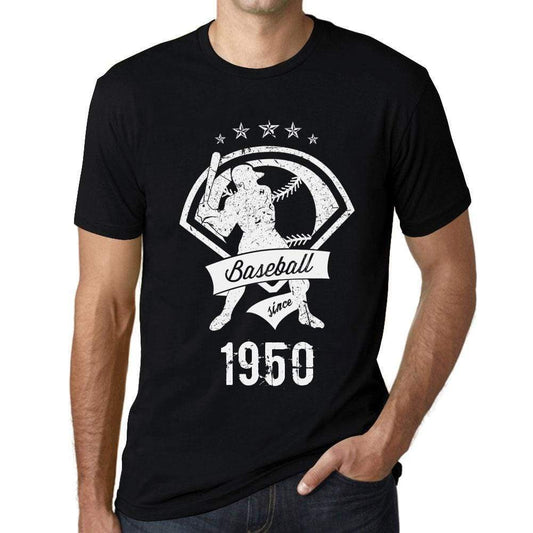 Mens Vintage Tee Shirt Graphic T Shirt Baseball Since 1950 Deep Black White Text - Deep Black White Text / Xs / Cotton - T-Shirt