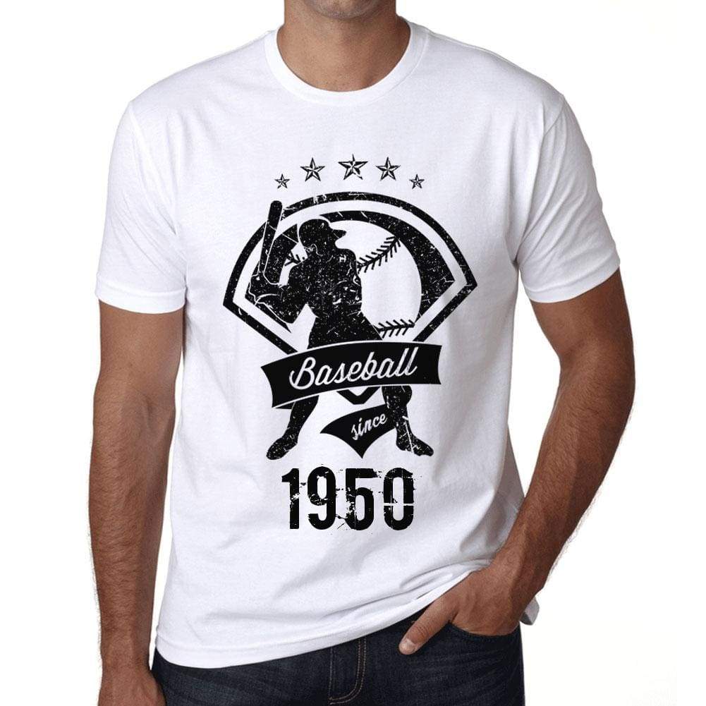 Mens Vintage Tee Shirt Graphic T Shirt Baseball Since 1950 White - White / Xs / Cotton - T-Shirt