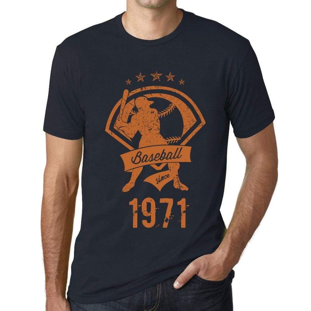 Mens Vintage Tee Shirt Graphic T Shirt Baseball Since 1971 Navy - Navy / Xs / Cotton - T-Shirt