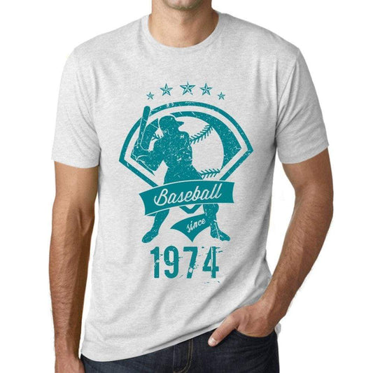 Mens Vintage Tee Shirt Graphic T Shirt Baseball Since 1974 Vintage White - Vintage White / Xs / Cotton - T-Shirt