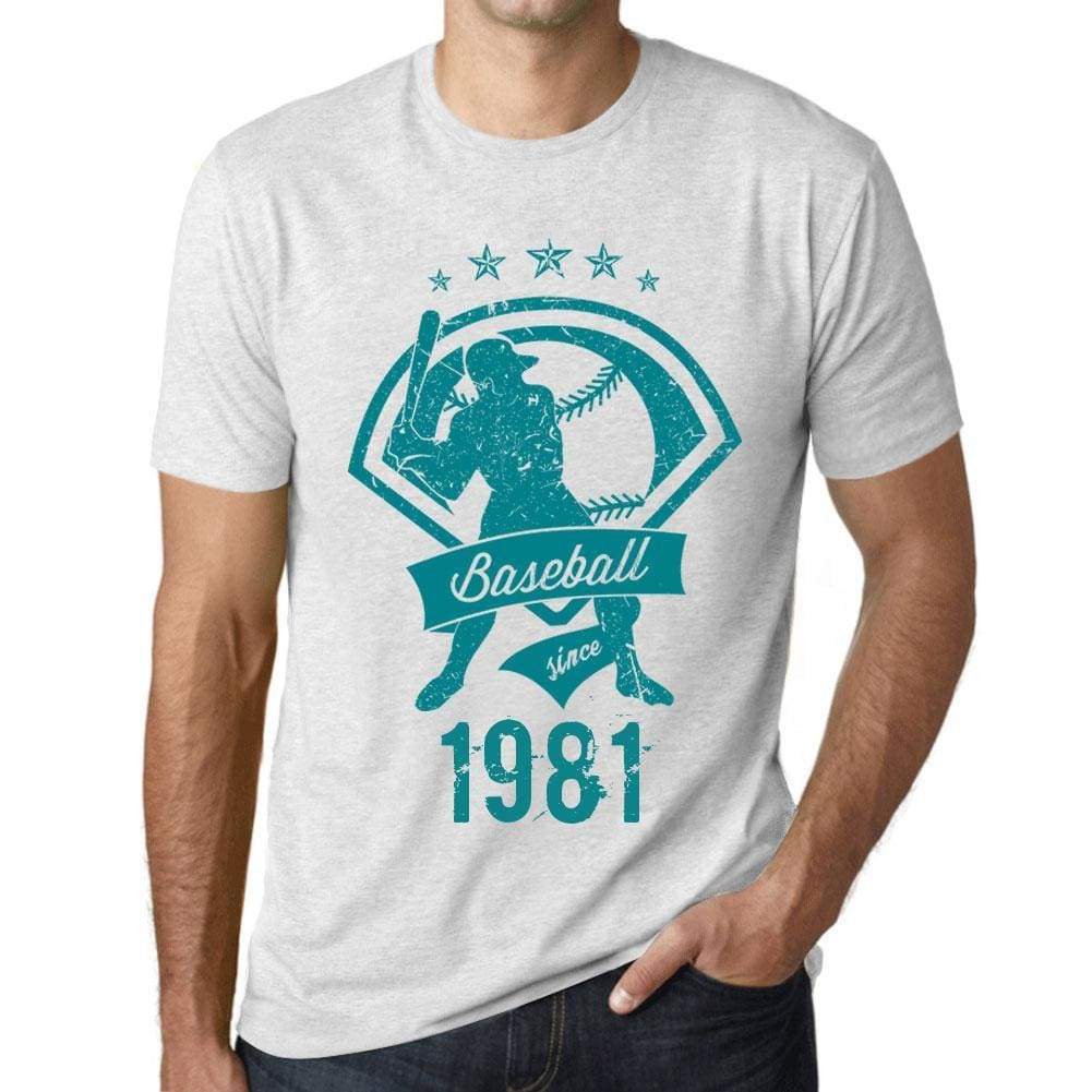Mens Vintage Tee Shirt Graphic T Shirt Baseball Since 1981 Vintage White - Vintage White / Xs / Cotton - T-Shirt
