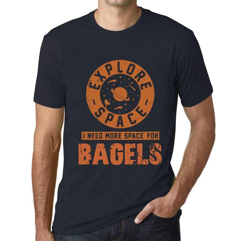 Mens Vintage Tee Shirt Graphic T Shirt I Need More Space For Bagels Navy - Navy / Xs / Cotton - T-Shirt
