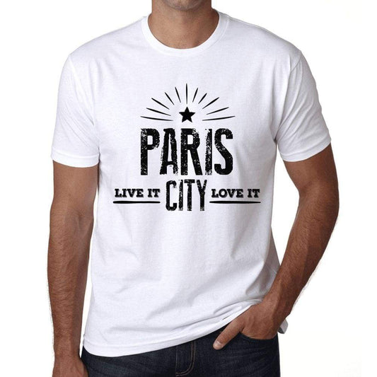 Mens Vintage Tee Shirt Graphic T Shirt Live It Love It Paris White - White / Xs / Cotton - T-Shirt