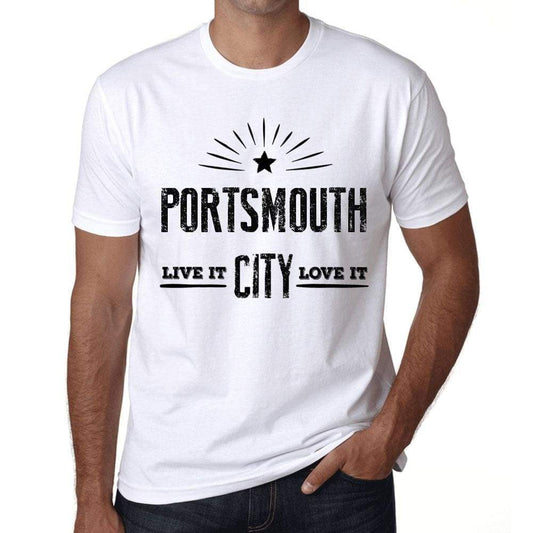 Mens Vintage Tee Shirt Graphic T Shirt Live It Love It Portsmouth White - White / Xs / Cotton - T-Shirt