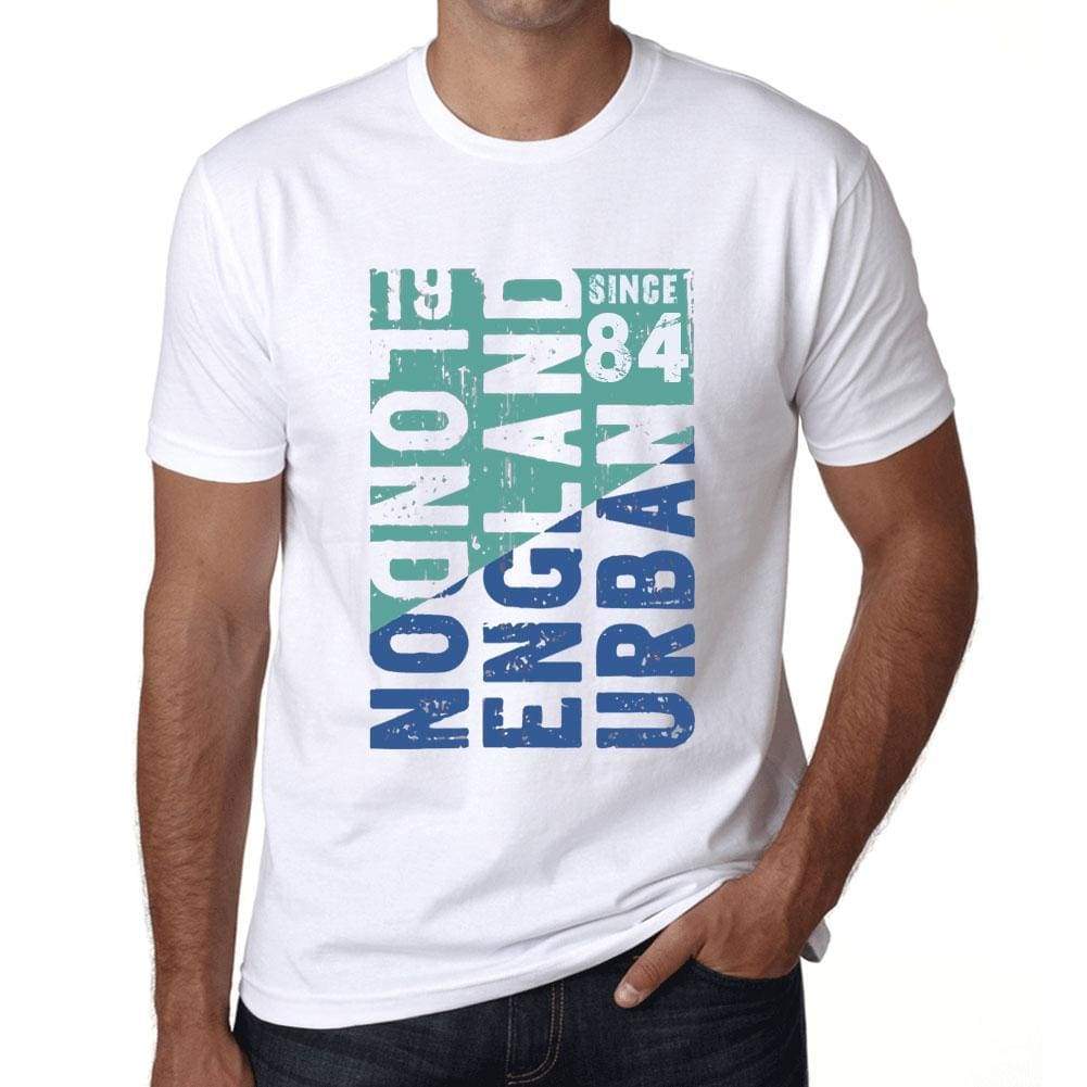 Mens Vintage Tee Shirt Graphic T Shirt London Since 84 White - White / Xs / Cotton - T-Shirt