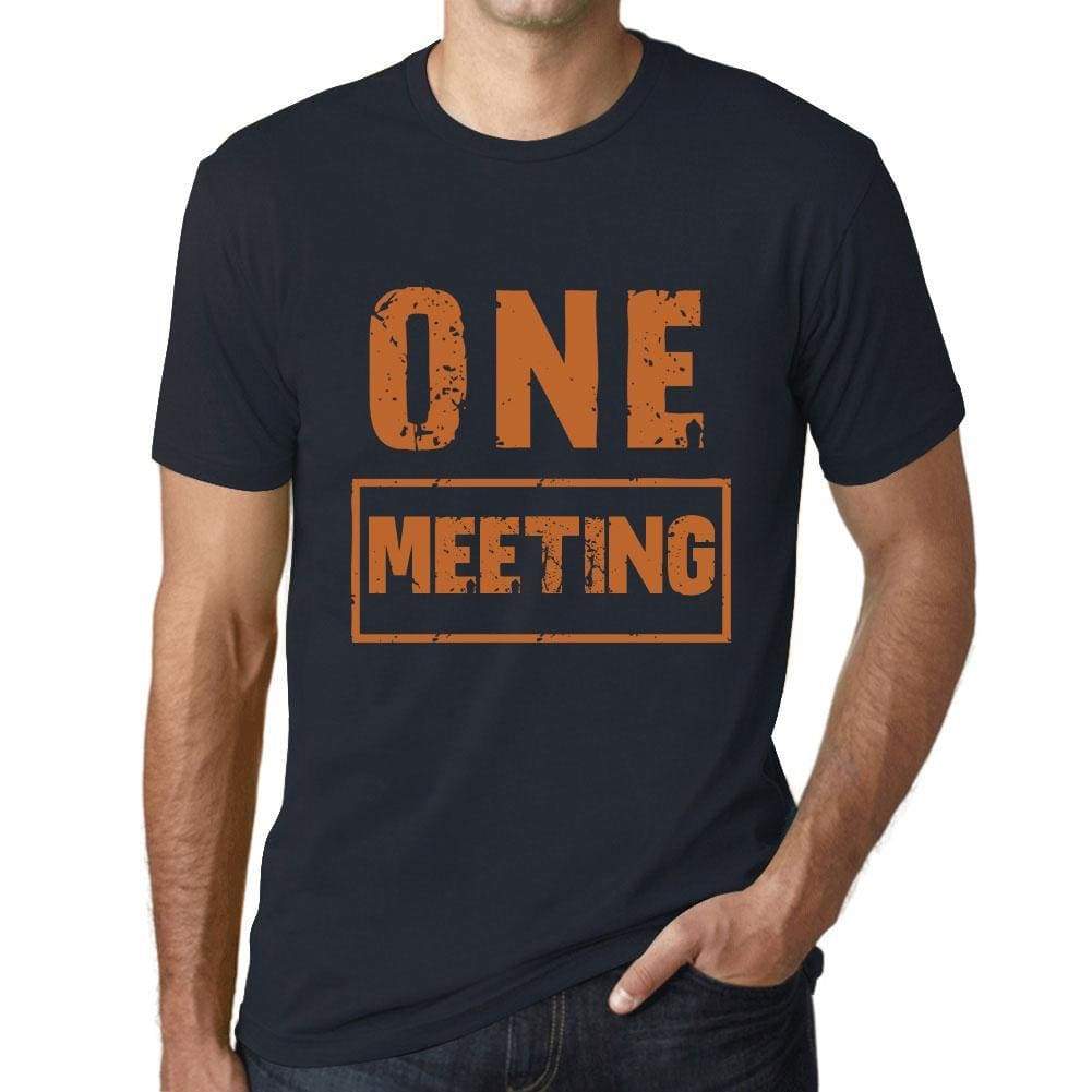 Mens Vintage Tee Shirt Graphic T Shirt One Meeting Navy - Navy / Xs / Cotton - T-Shirt