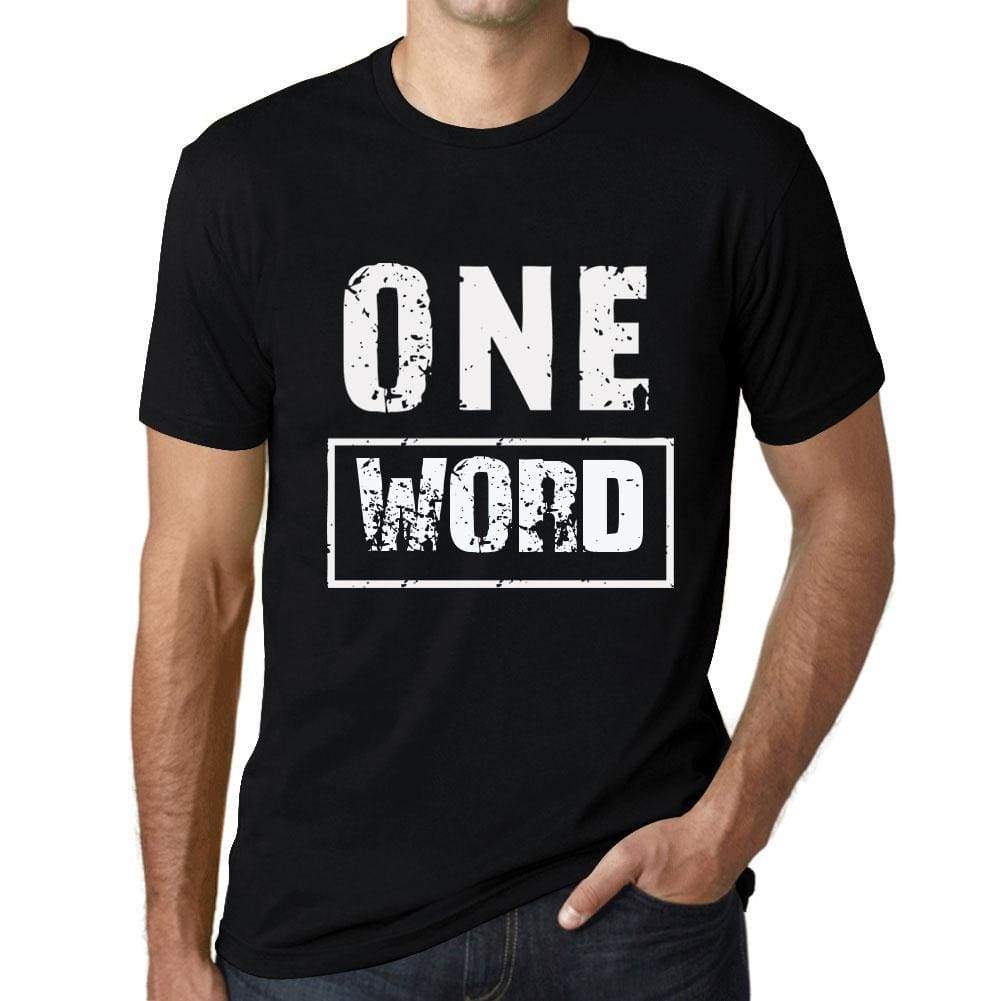 Mens Vintage Tee Shirt Graphic T Shirt One Word Deep Black - Deep Black / Xs / Cotton - T-Shirt