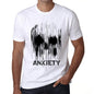 Mens Vintage Tee Shirt Graphic T Shirt Skull Anxiety White - White / Xs / Cotton - T-Shirt
