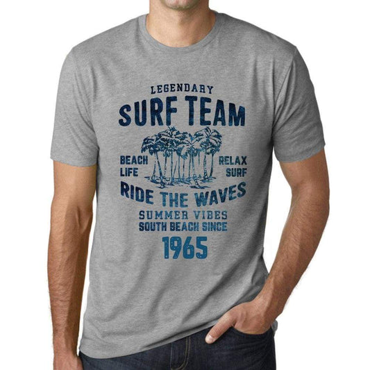 Mens Vintage Tee Shirt Graphic T Shirt Surf Team 1965 Grey Marl - Grey Marl / Xs / Cotton - T-Shirt