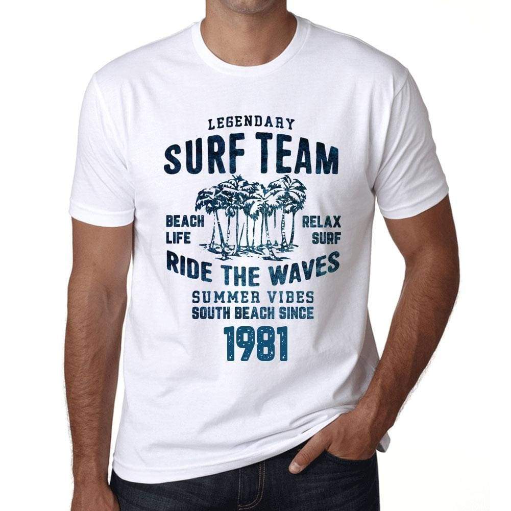 Mens Vintage Tee Shirt Graphic T Shirt Surf Team 1981 White - White / Xs / Cotton - T-Shirt